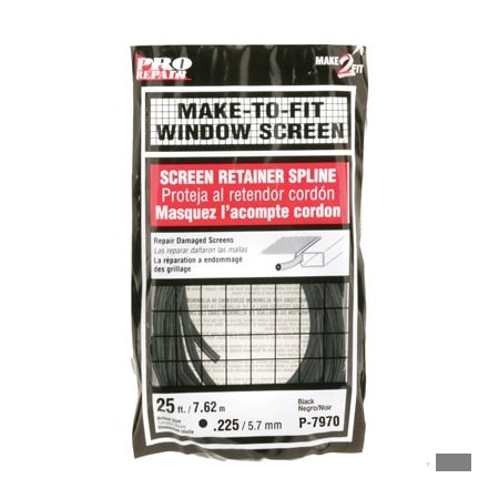 Prime-Line Screen Retainer Spline, 0.225 in., 25 ft., Black (Single Pack) P 7970